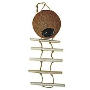 Jucarie pasari mari, Nuca de Cocos & Scara Lemn, 45 cm