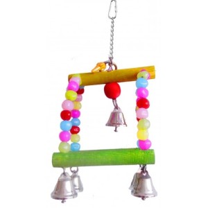 Jucarie din lemn pentru pasari medii, Margele Color, 27 cm