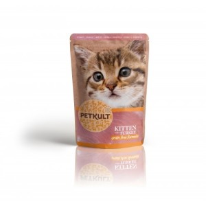 Hrana umeda pisici junioare, Petkult, Curcan, 100 g