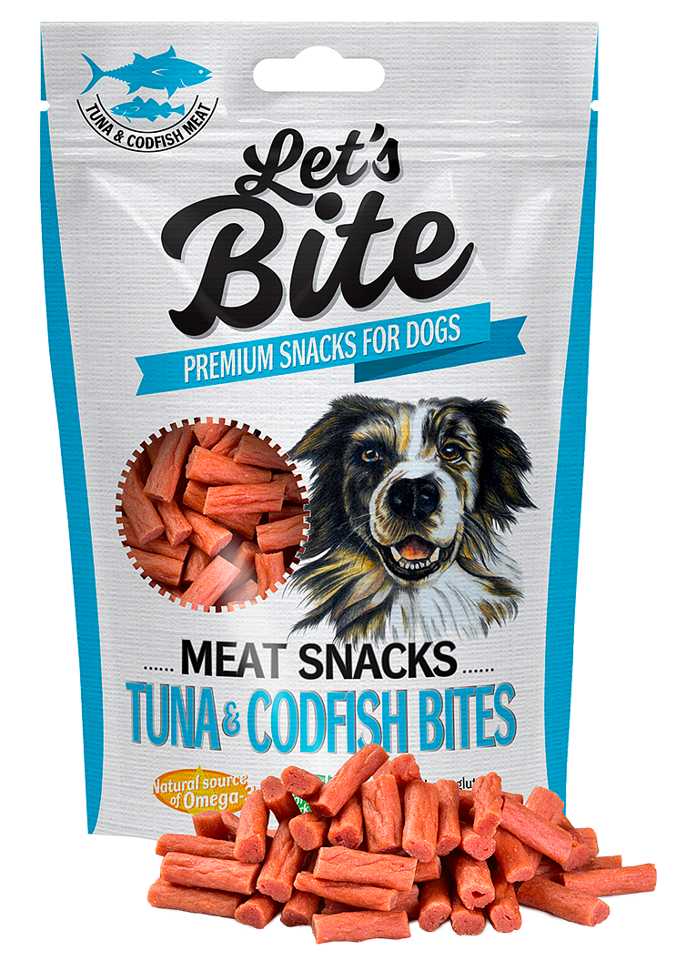 Brit let's bite meat snacks tuna & codfish bites, 80 g