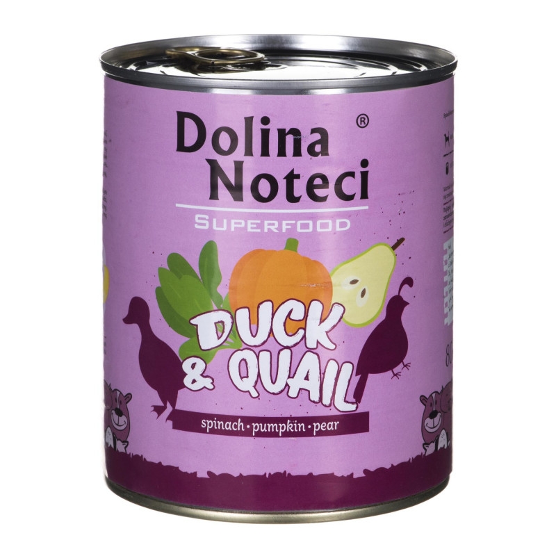 Hrana umeda caini, dolina noteci superfood rata si prepelita, 800 g