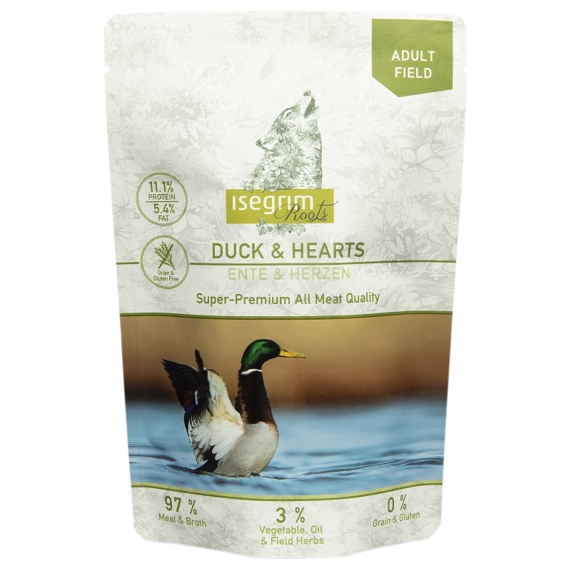 Hrana umeda, Pouch Isegrim Dog Adult Duck & Hearts, 410 g imagine