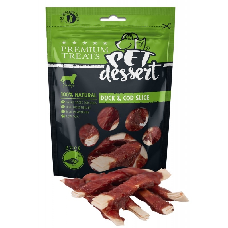 Pet's dessert duck & cod slice, 80 g