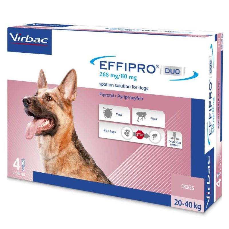 Effipro Duo Dog L 268 mg (20 – 40 kg), 4 pipete petmart.ro