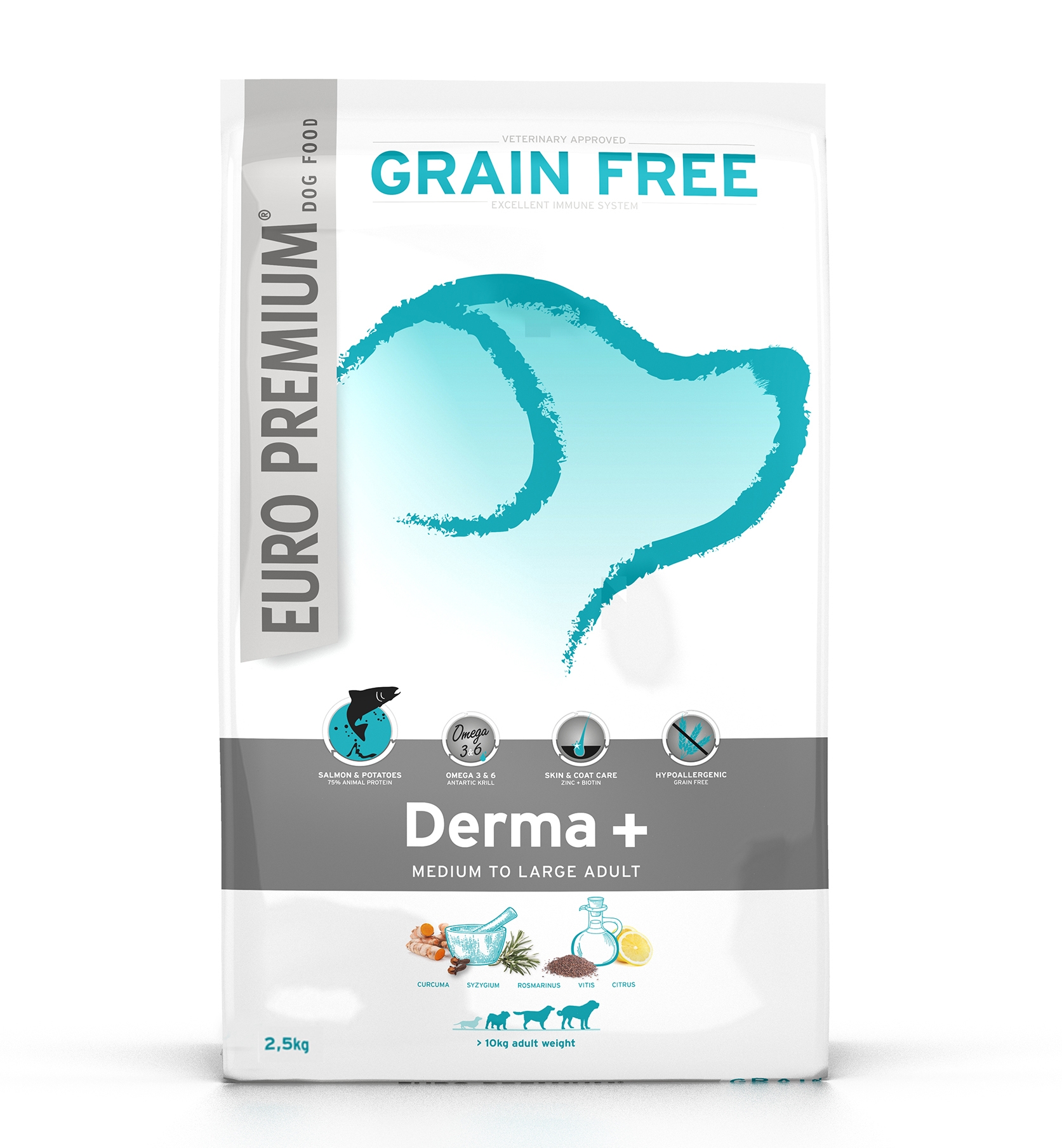 EURO-PREMIUM MEDIUM/ LARGE ADULT Derma+, 2.5 kg