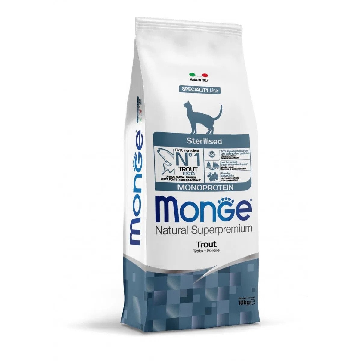 Monge Natural Monoprotein, Pisici Sterilizate, pastrav, 10 kg MONGE