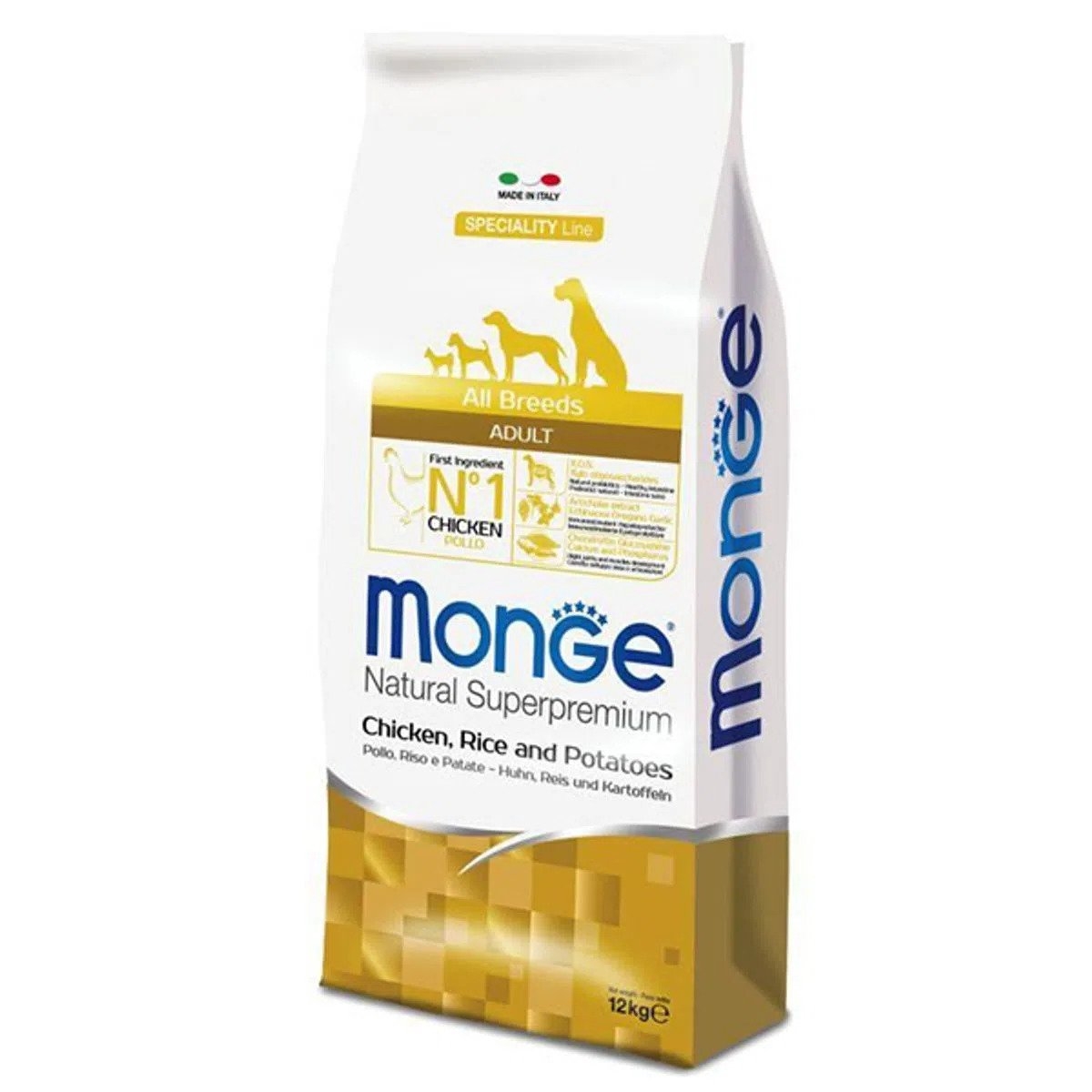 Monge natural superpremium all breeds adult, pui, orez si cartofi, 12 kg