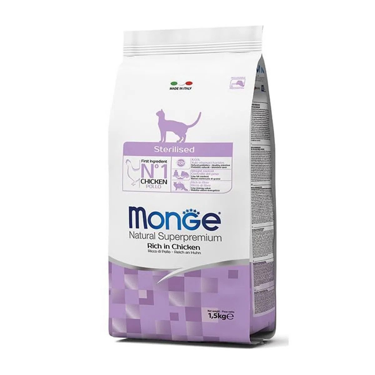 Monge Cat Natural Superpremium Sterilised, pui 1.5 kg MONGE