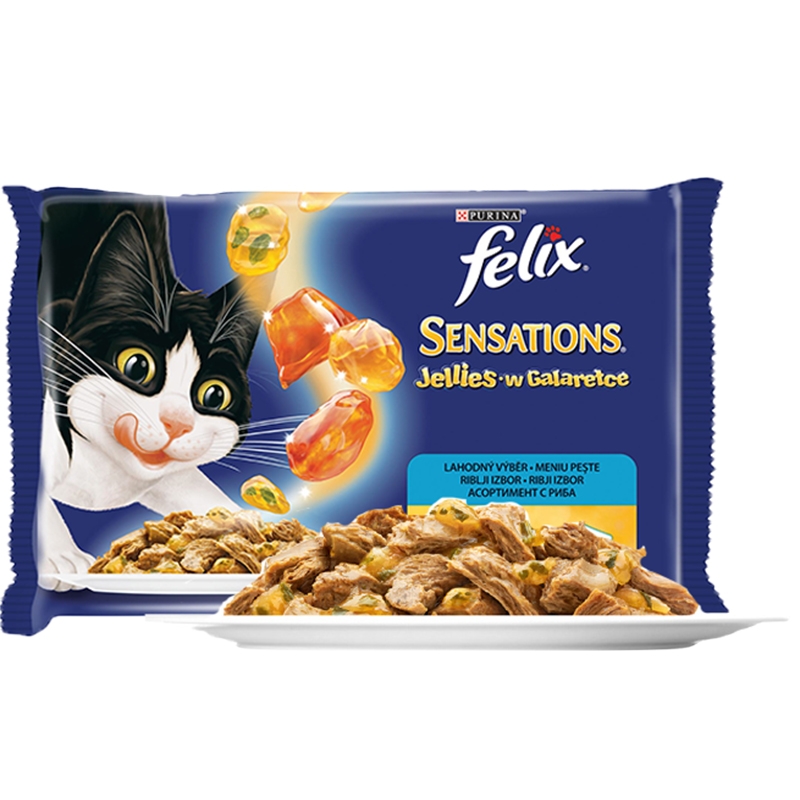 Felix Sensations Jellies Multipack, Peste, 4 x 100 g petmart.ro imagine 2022