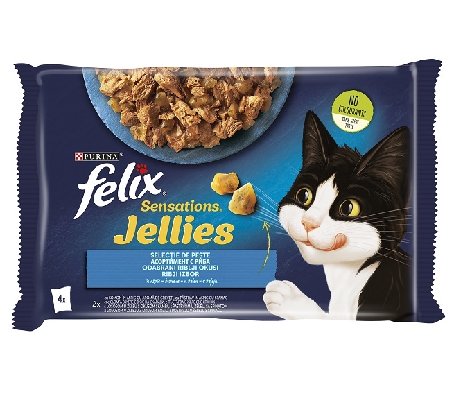 Felix Sensations Jellies Multipack, Peste, 4 x 85 g petmart.ro