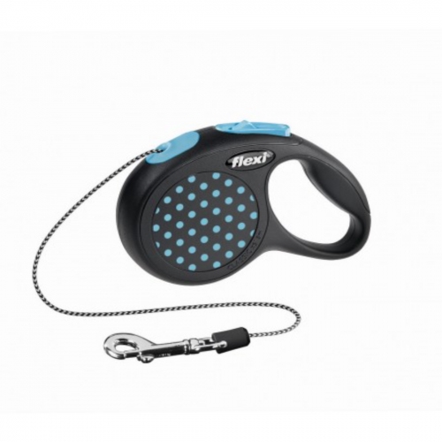 Lesa caini cu snur, flexi design dots m, albastra, 5 m