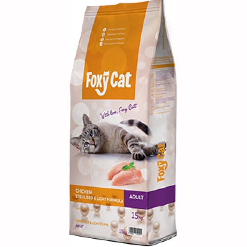 Hrana uscata pisici, foxy cat sterilised, pui, 15 kg