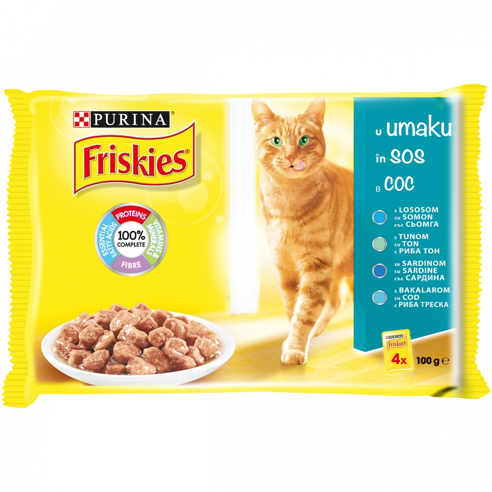 Friskies Adult Cat, Multipack Peste, 4 x 100 g Friskies
