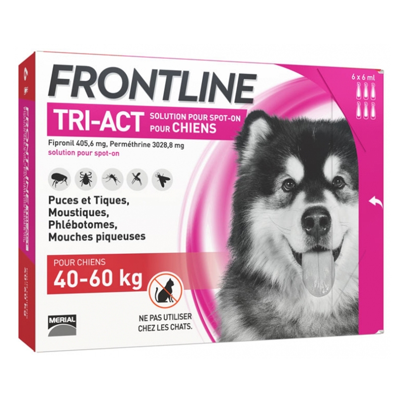Frontline Tri-Act XL (40-60 kg) – 3 Pipete Antiparazitare Merial