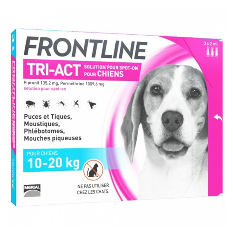 Frontline Tri-Act M (10-20 kg) – 3 Pipete Antiparazitare petmart