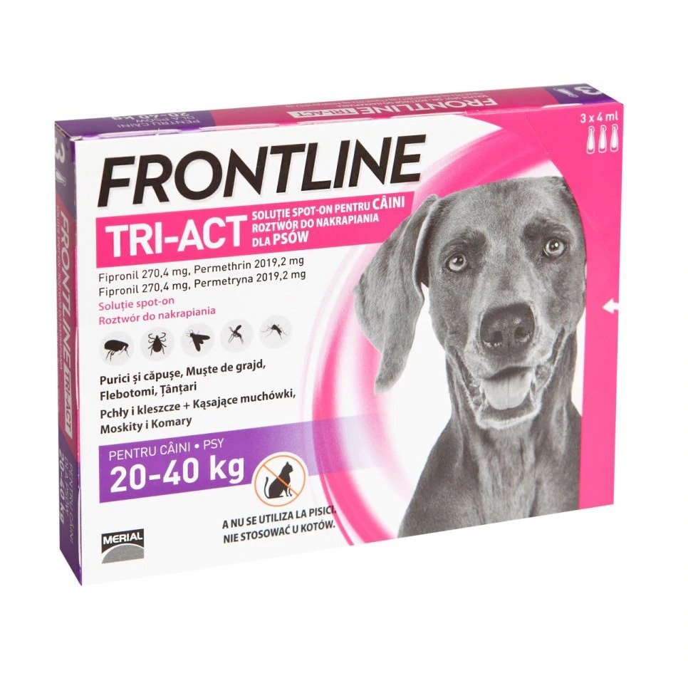 Frontline Tri-Act L (20-40 kg) – 3 Pipete Antiparazitare Merial