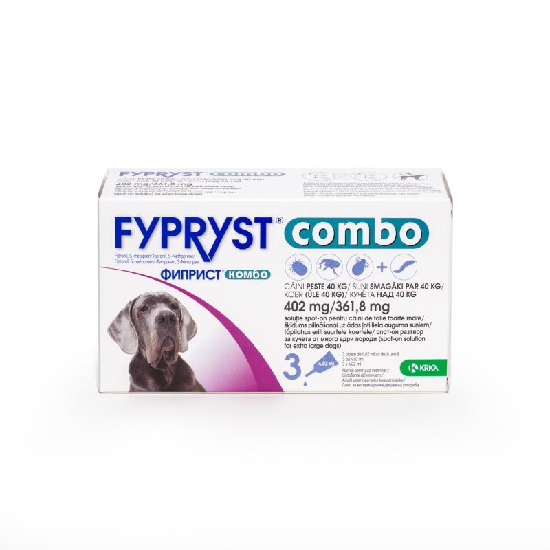 Fypryst Combo Dog XL 402 mg (40 – 60 kg), 3 pipete KRKA imagine 2022