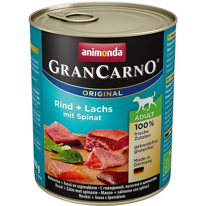 Hrana umeda caini, Grancarno Adult Dog Peste + Spanac, 800 g imagine