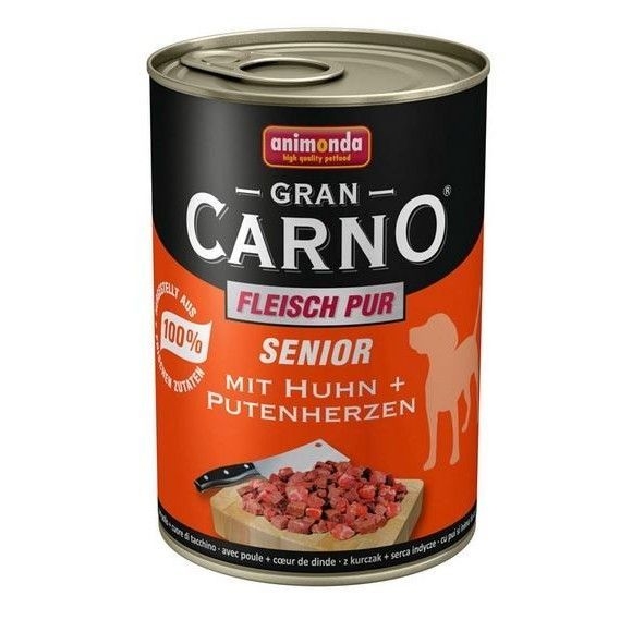 Hrana umeda caini, grancarno senior dog pui + inima curcan, 800 g