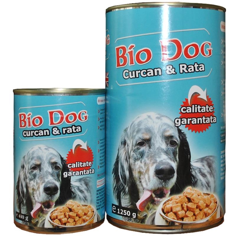 Hrana umeda pentru caini Biodog, curcan/rata 1250 g (12buc/bax) BIODOG