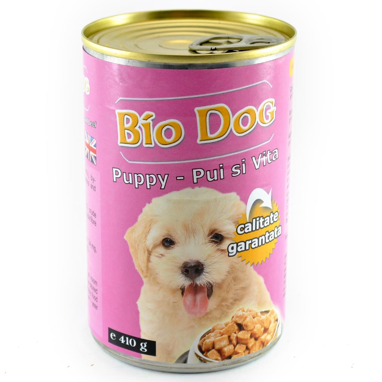 Hrana umeda pentru caini Biodog puppy, pui/vita 410 g (24buc/bax) BIODOG