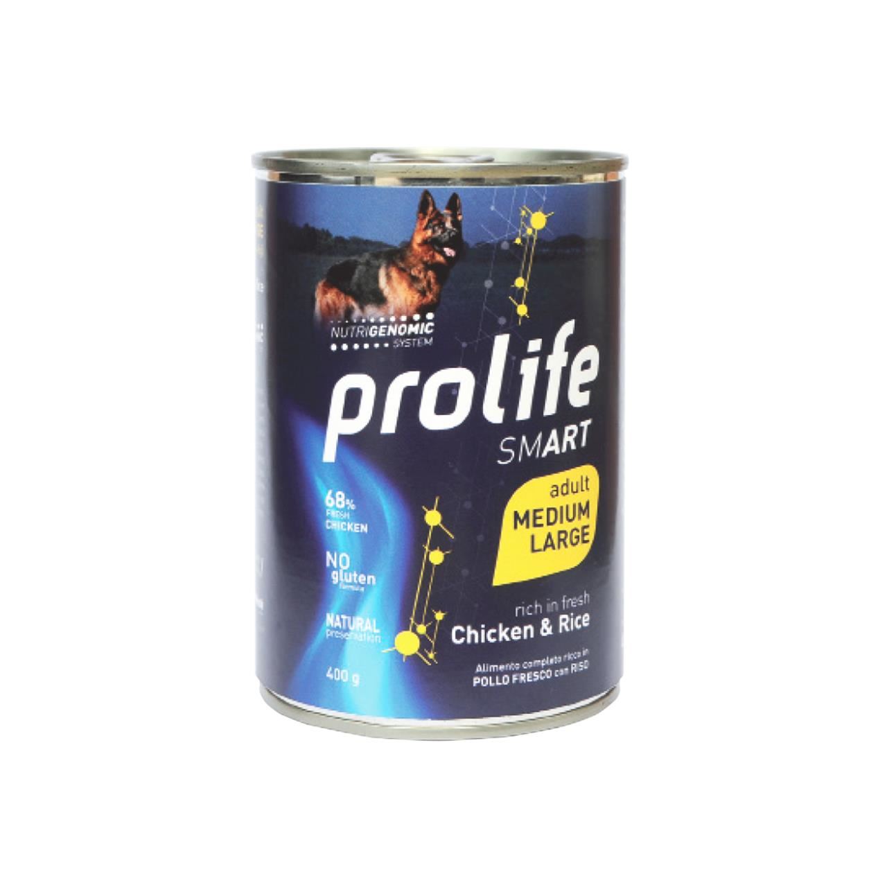 Hrana Umeda Pentru Caini Premium Prolife Dog Adult Smart Medium/large Pui&orez Cv 400 G petmart.ro