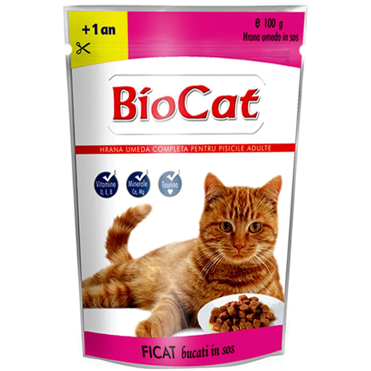 Hrana Umeda Pentru Pisici Biocat Plic Ficat In Sos 100 Gr (24/ Bax) BIOCAT