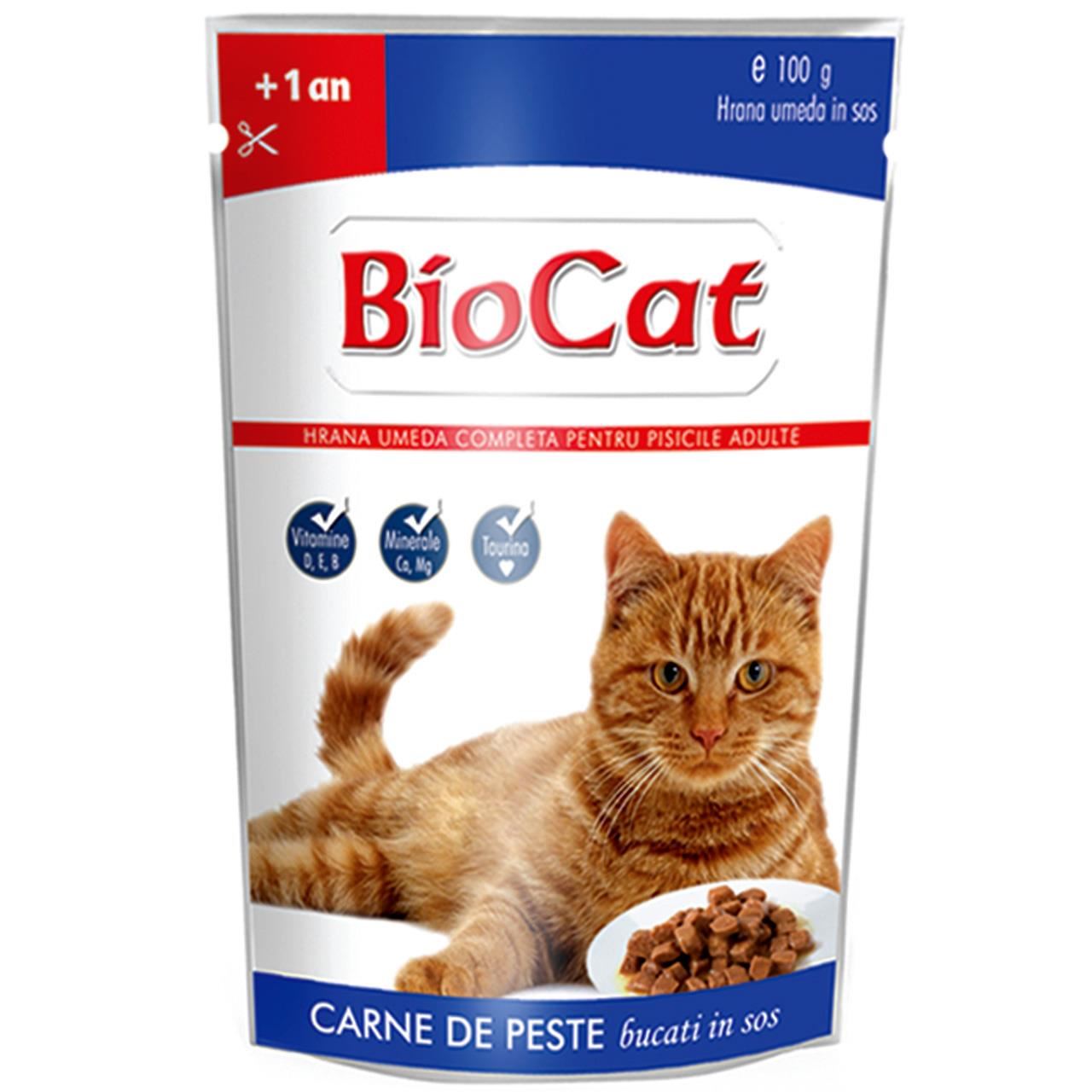 Hrana Umeda Pentru Pisici Biocat Plic Peste In Sos 100 Gr (24/ Bax) BIOCAT
