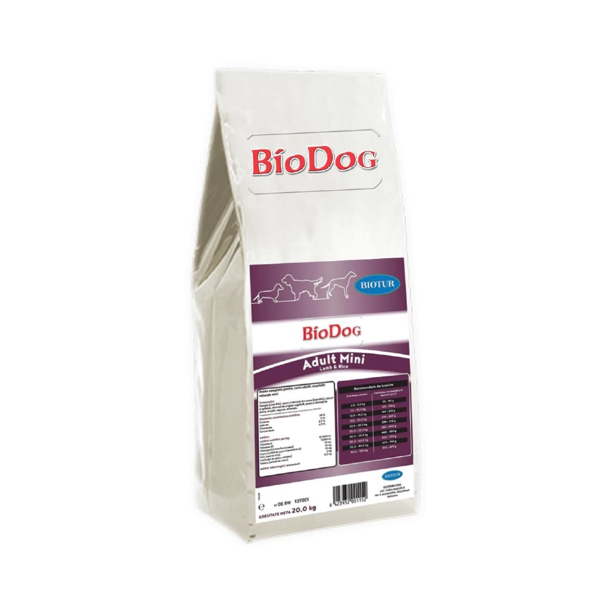 Hrana Uscata Pentru Caini Biodog Adult Mini Lamb & Rice 20 Kg BIODOG