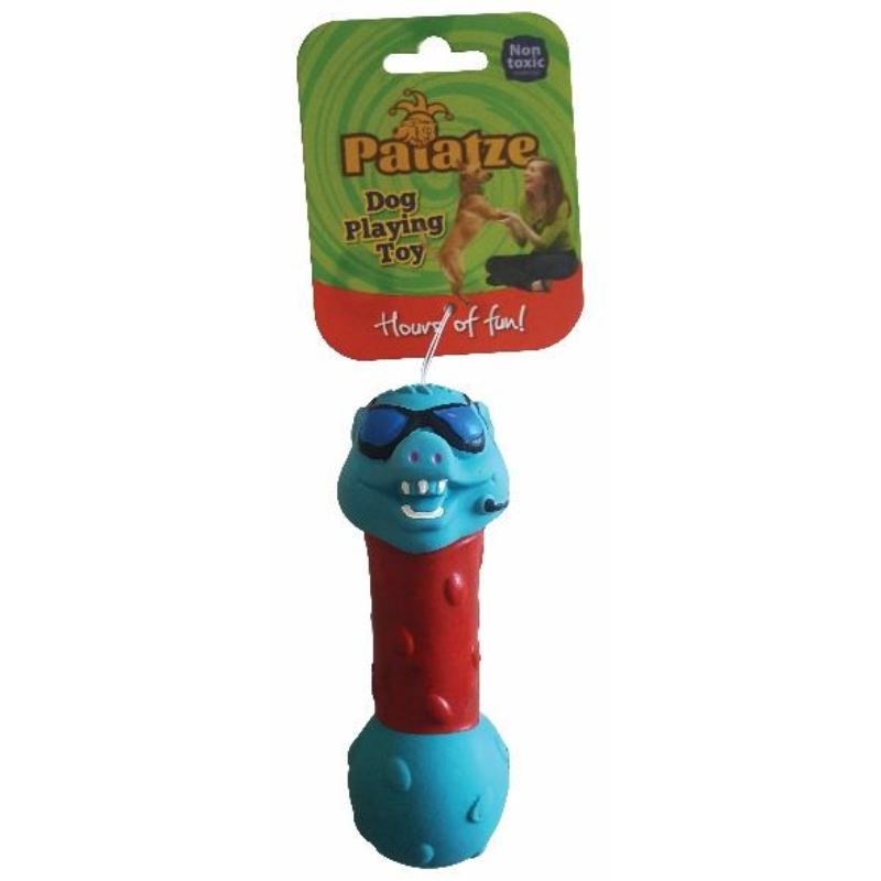 Jucarie paiatze dog crazy mr. psy latex, albastra, 13 cm