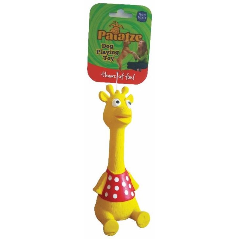 Jucarie paiatze dog girafa latex, galbena, 19 cm