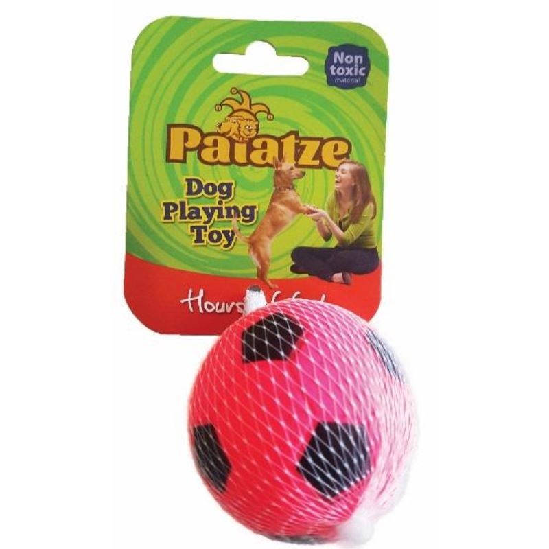 Jucarie paiatze dog minge neon cauciuc, roz, 6.3 cm