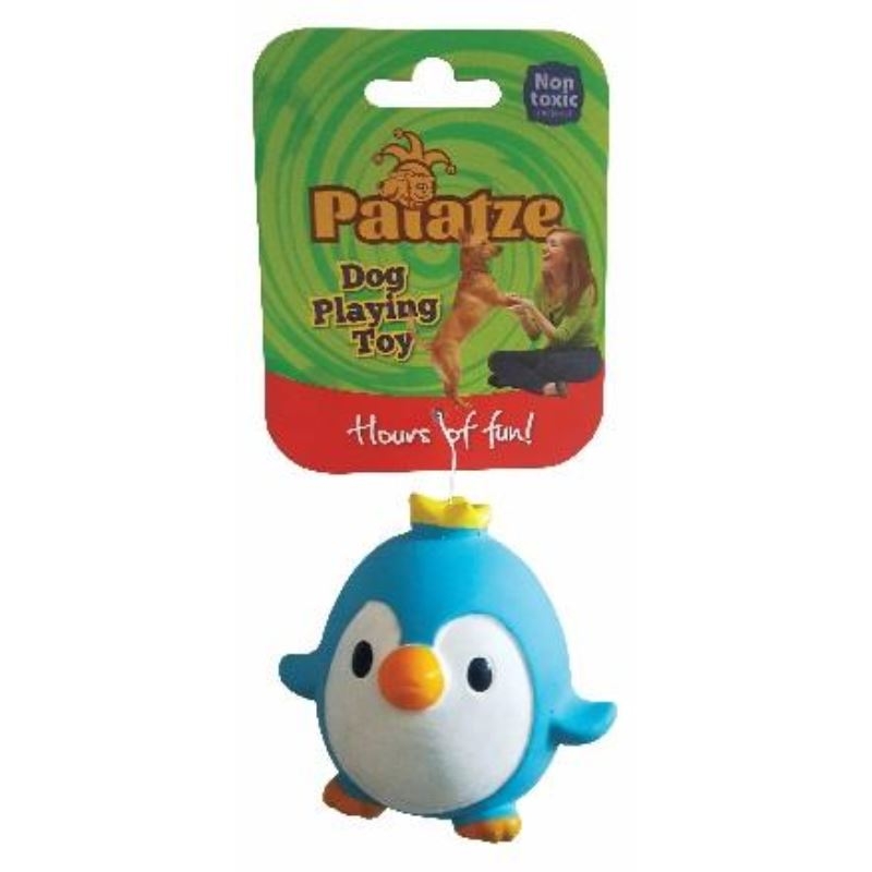 Jucarie paiatze dog pinguin latex, albastra, 7 cm