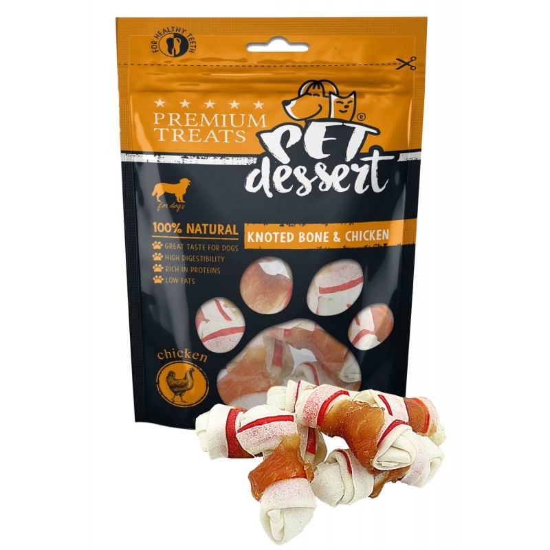 Pet’s Dessert Knoted Bone & Chicken, 80 g Pet's Dessert imagine 2022