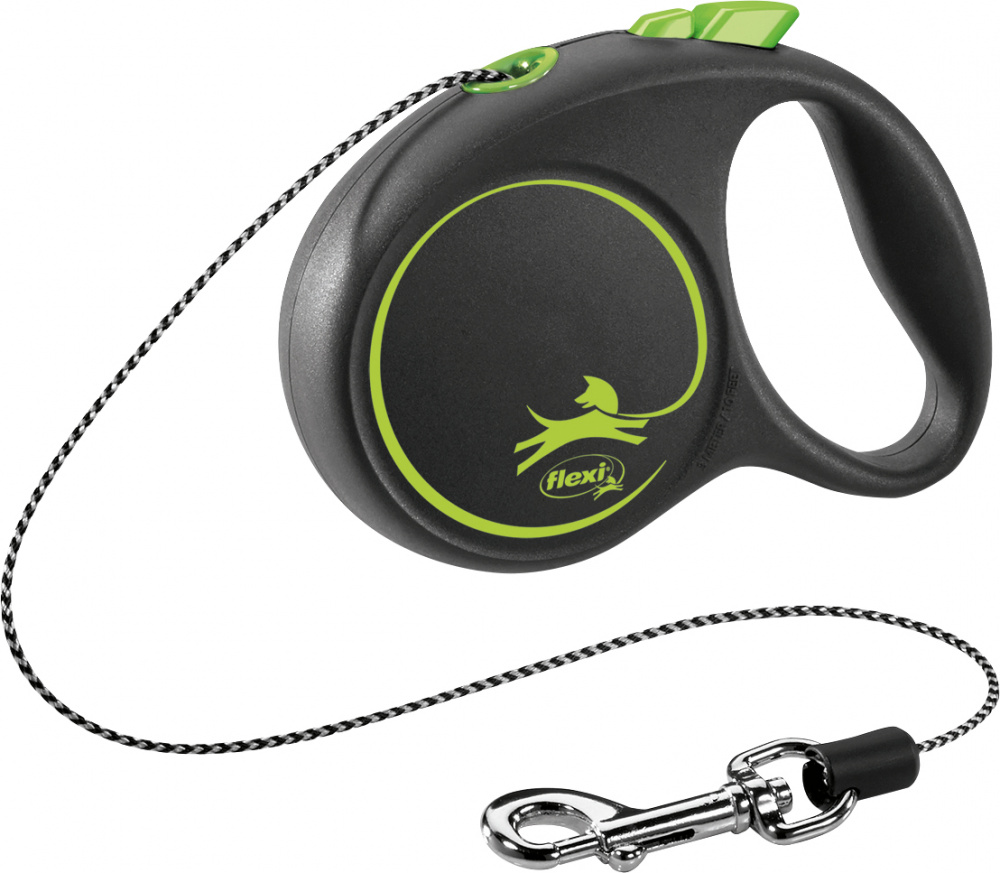 Lesa flexi black design snur xs: 3m/8kg, green 12244