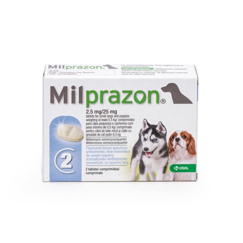 Milprazon Dog 2.5 / 25 mg (< 5 kg), 2 tablete imagine