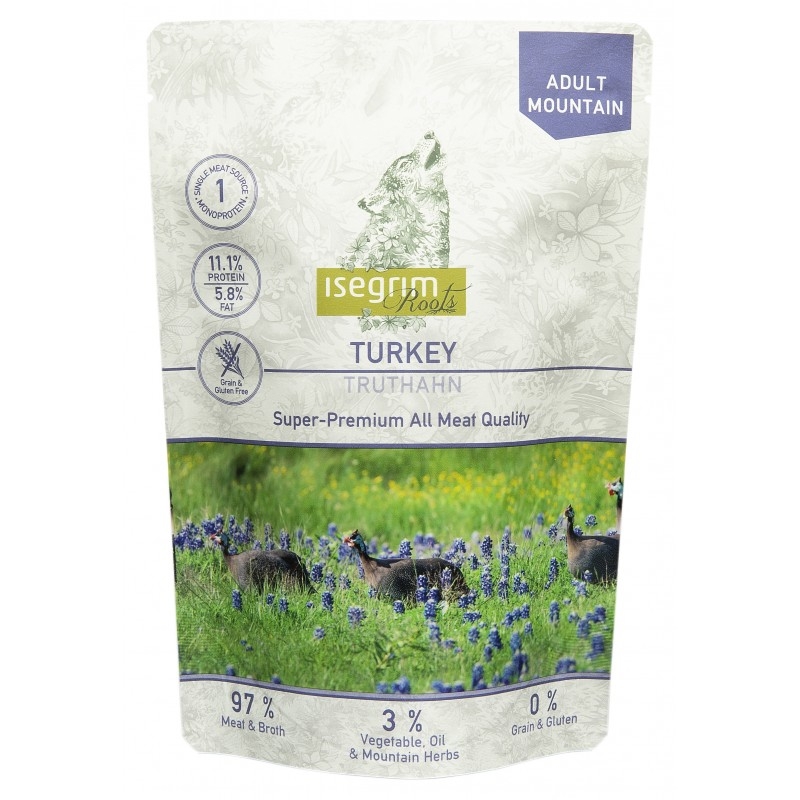 Hrana umeda, pouch isegrim dog adult turkey, 410 g