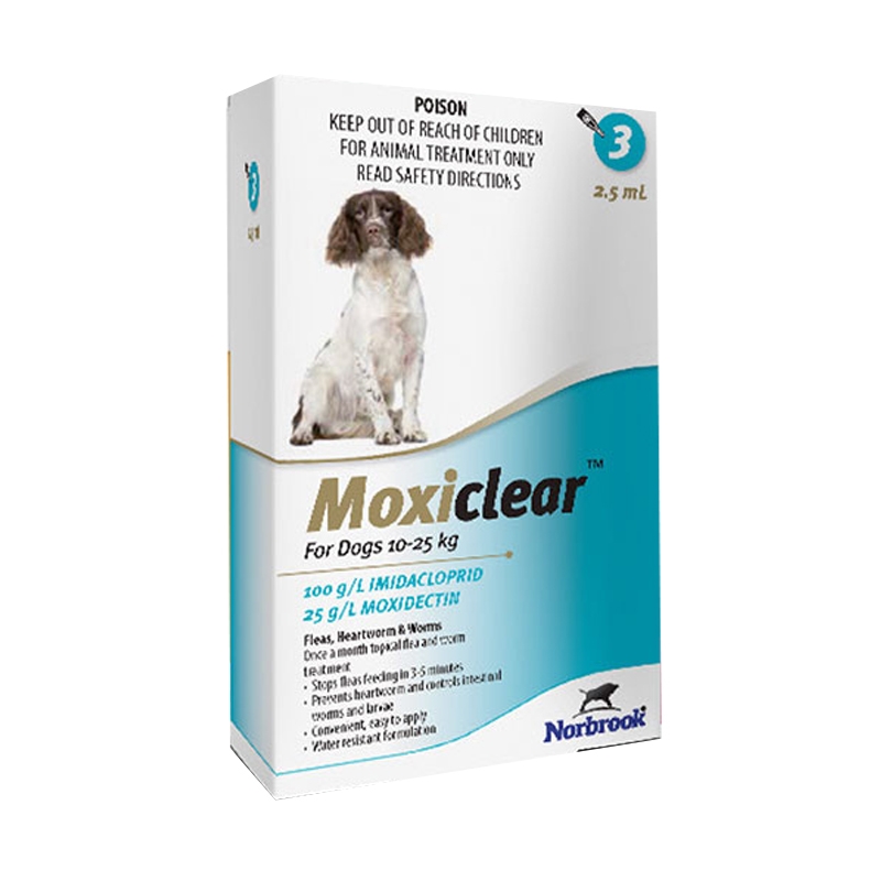 Moxiclear Dog L 2.5 ml (10-25 KG) x 3 pipete (albastru) Norbrook imagine 2022