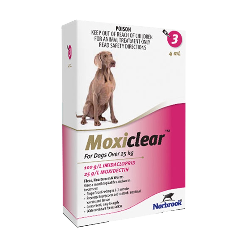 Moxiclear Dog XL 4 ml (25-40 KG) x 3 pipete (rosu) Norbrook