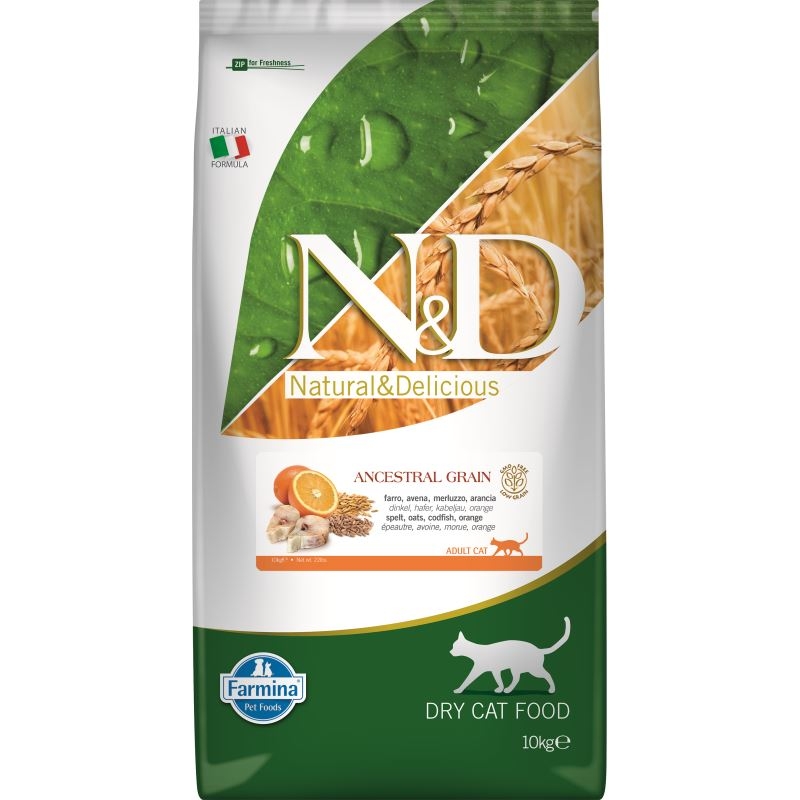 N&d cat low grain fish and orange, 10 kg