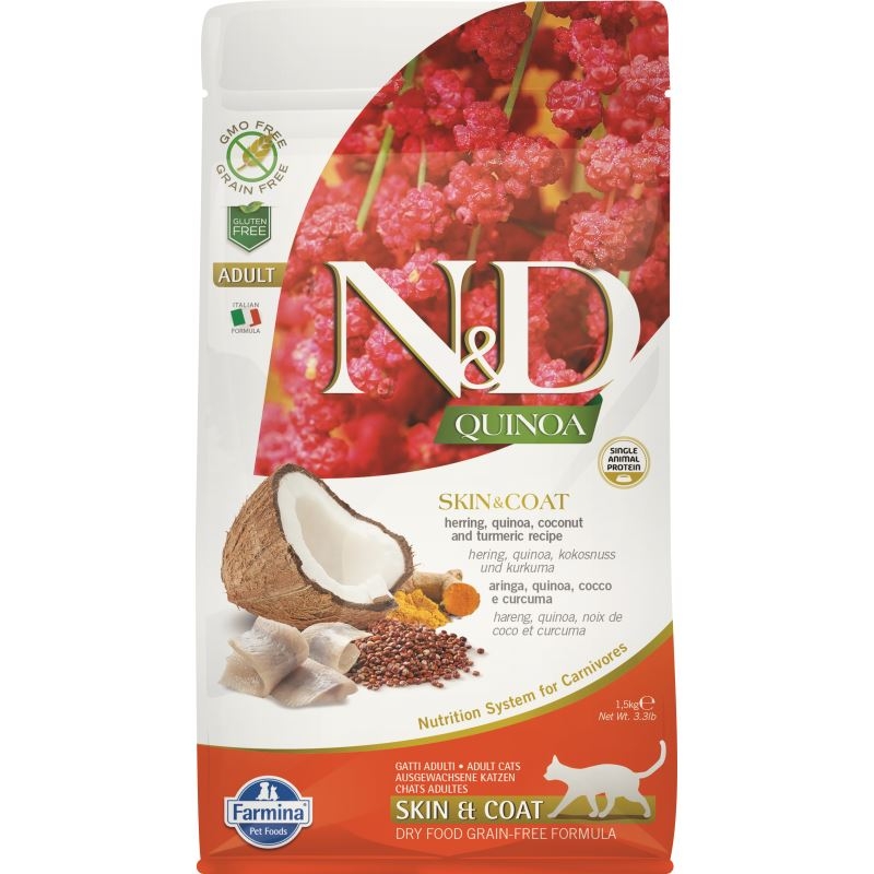 N&d cat quinoua skin & coat herring, 1.5 kg