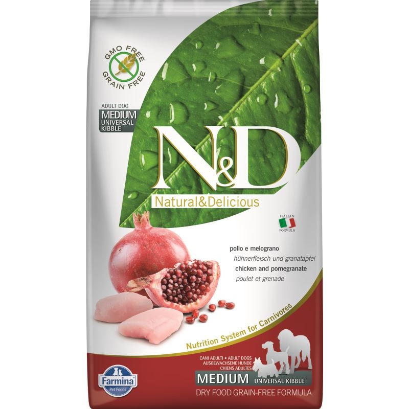 N&D Dog Grain free Chicken and Pomegranate Adult Medium, 2.5 kg imagine