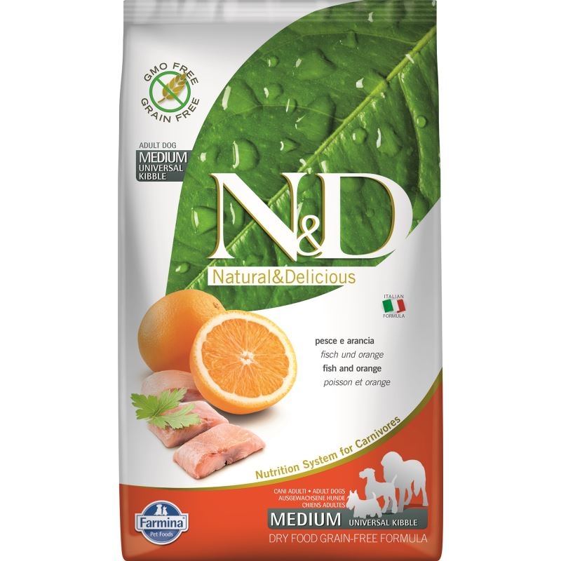 N&D Dog Grain free Fish and Orange Adult Medium, 2.5 kg