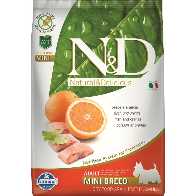 N&D Dog Grain free Fish and Orange Adult Mini, 7 kg