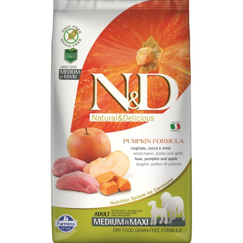 N&d dog grain free pumpkin chicken and pomegranate adult medium maxi, 2.5 kg