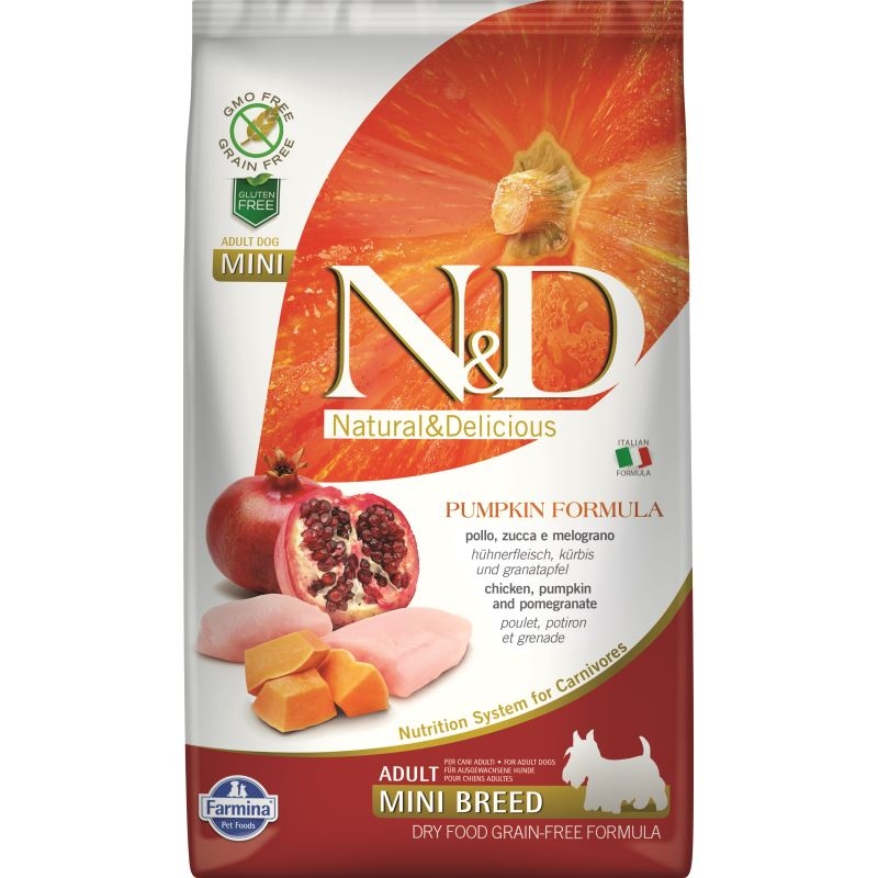 N&d dog grain free pumpkin chicken and pomegranate adult mini, 2.5 kg