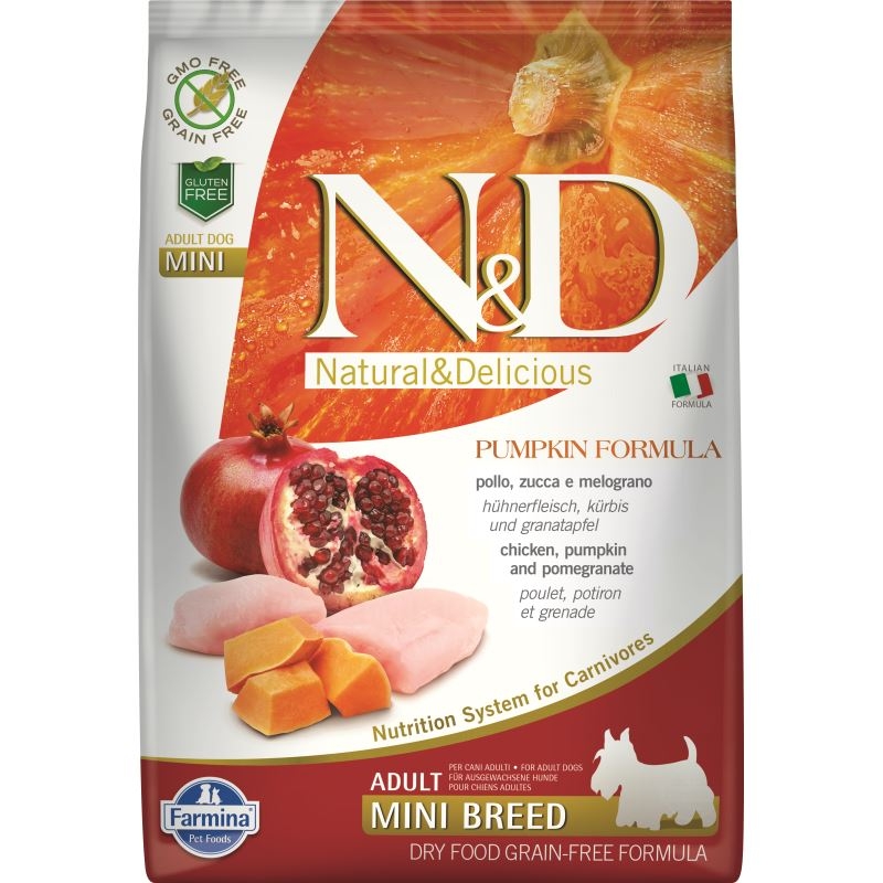 N&d dog grain free pumpkin chicken and pomegranate adult mini, 7 kg