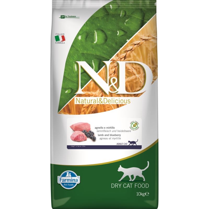 N&d grain free cat lamb and blueberry adult, 10 kg