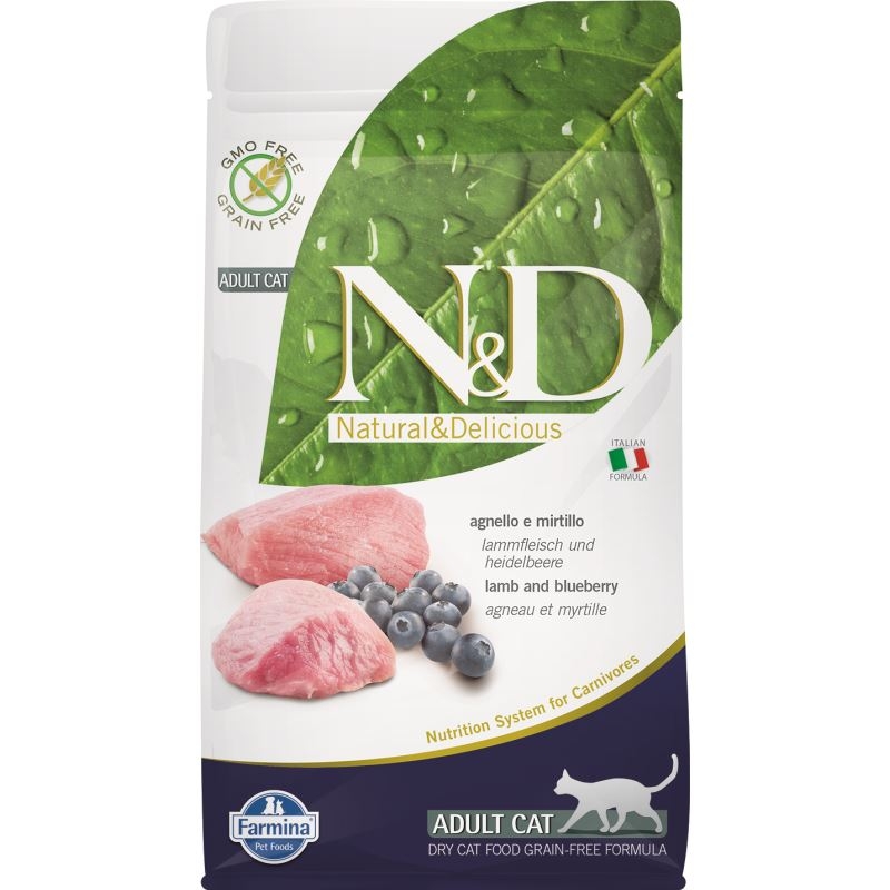 N&D Low Grain Cat Lamb And Blueberry Adult 1.5 Kg imagine