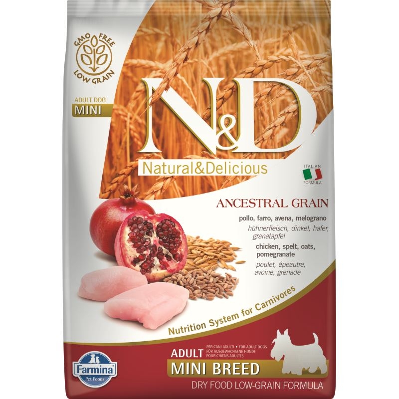 N&D Low Grain Chicken and Pomegranate Adult Mini, 7 kg imagine